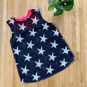 BiBi Jersey Open Knit Star Print Pink Tie at Back Tank Top  Size M